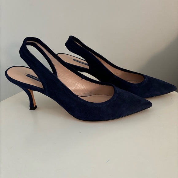 Stuart Weitzman blue suede slingback pump - Picture 4 of 4